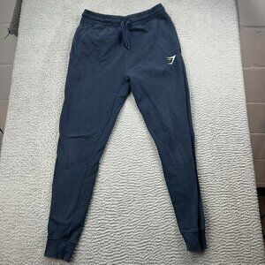 Gymshark Crest Joggers Blue Navy Mens Size Small Athletic Comfort